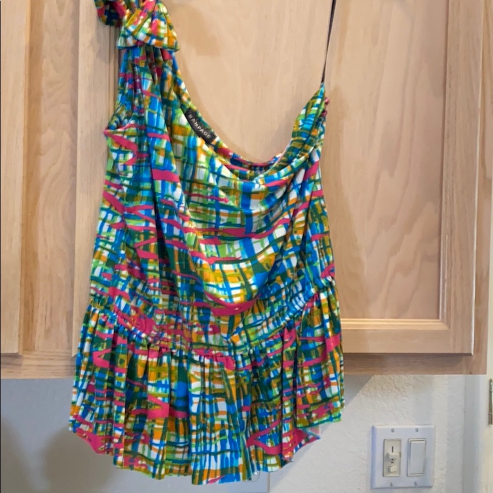 New mix color off shoulder blouse by Rampage.com